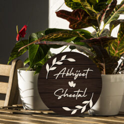 Personalized | Dark Brown Wooden 3D Texture Nameplate |12 Inch