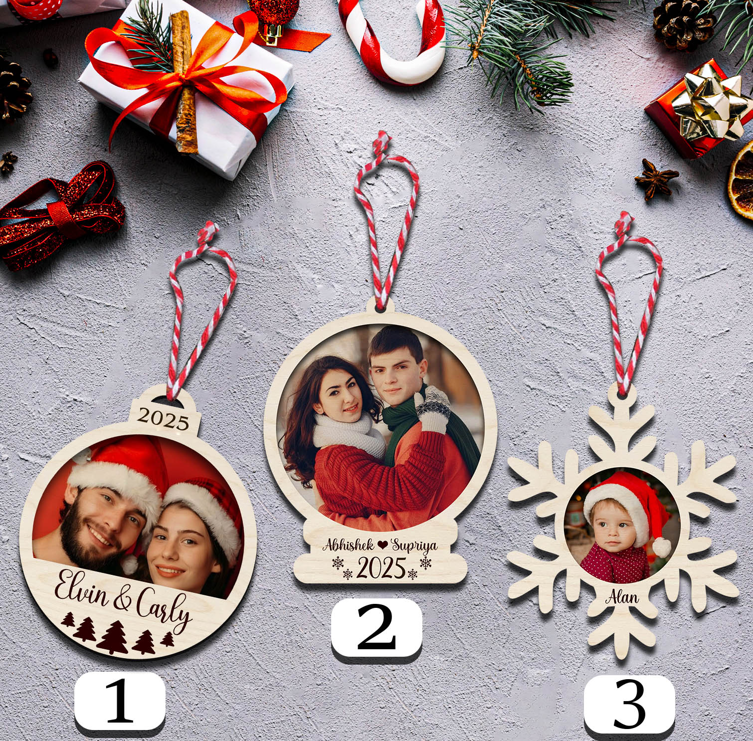Photo Ornament with Magnet | Personalized | 4 Inch | Set of 3