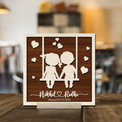 Couple's Shadow Woodprint | Personalized | 6x6 Inch