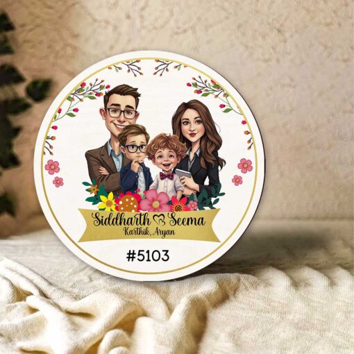 Floral Family Caricature Nameplate | Personalized | 12X12 - Image 11