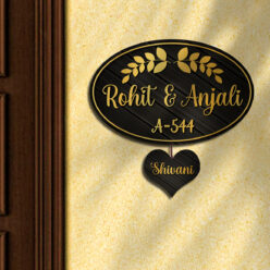 Simple House Name Plate with Single Kid | Personalized | Golden Acrylic