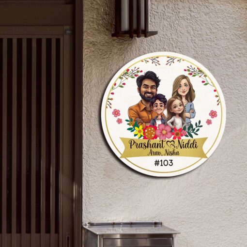 Floral Family Caricature Nameplate | Personalized | 12X12 - Image 10