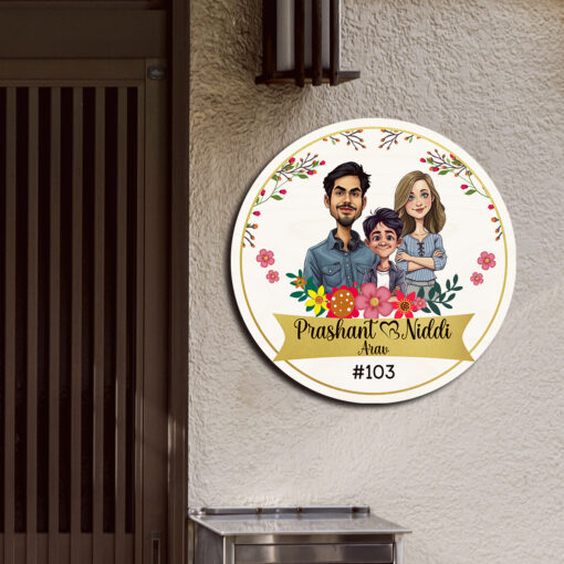 Floral Family Caricature Nameplate | Personalized | 12X12 - Image 3