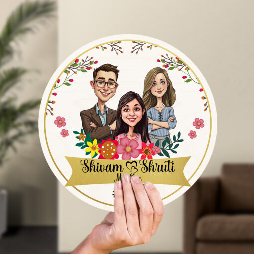 Floral Family Caricature Nameplate | Personalized | 12X12 - Image 4