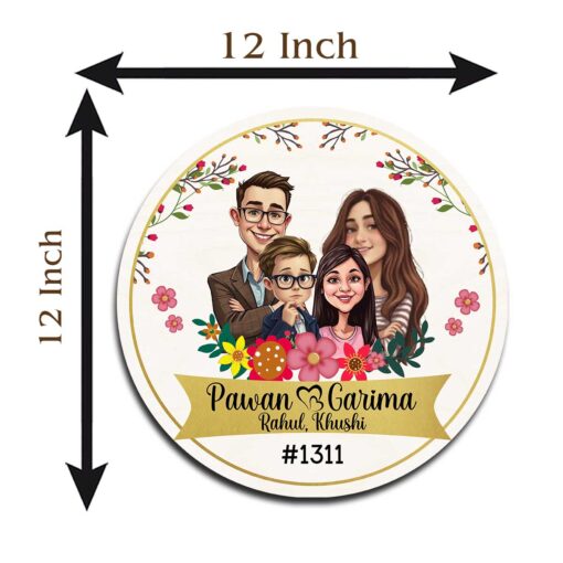 Floral Family Caricature Nameplate | Personalized | 12X12 - Image 8