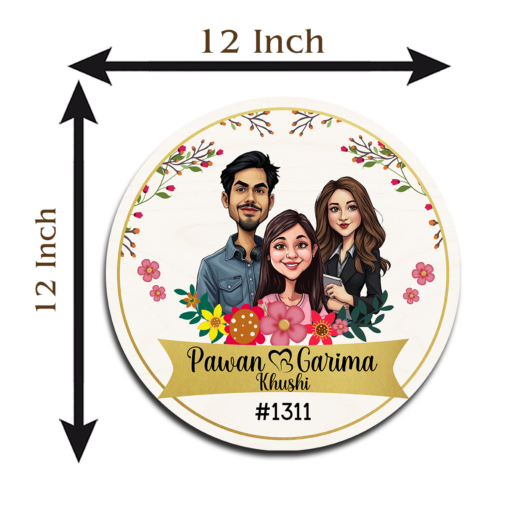 Floral Family Caricature Nameplate | Personalized | 12X12 - Image 5