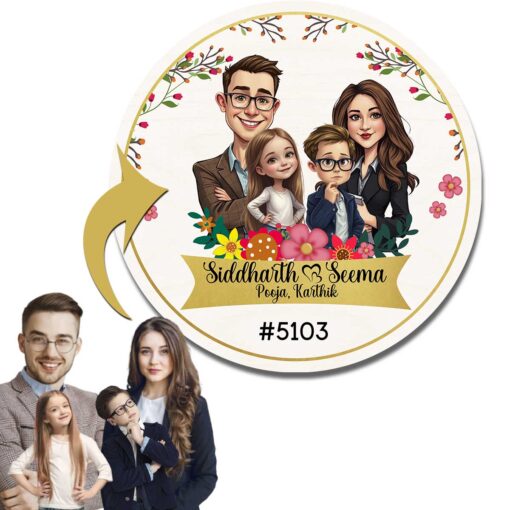 Floral Family Caricature Nameplate | Personalized | 12X12 - Image 7