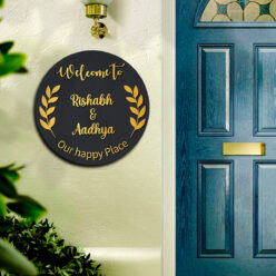 Circle Name Plate with Golden Acrylic | Personalized