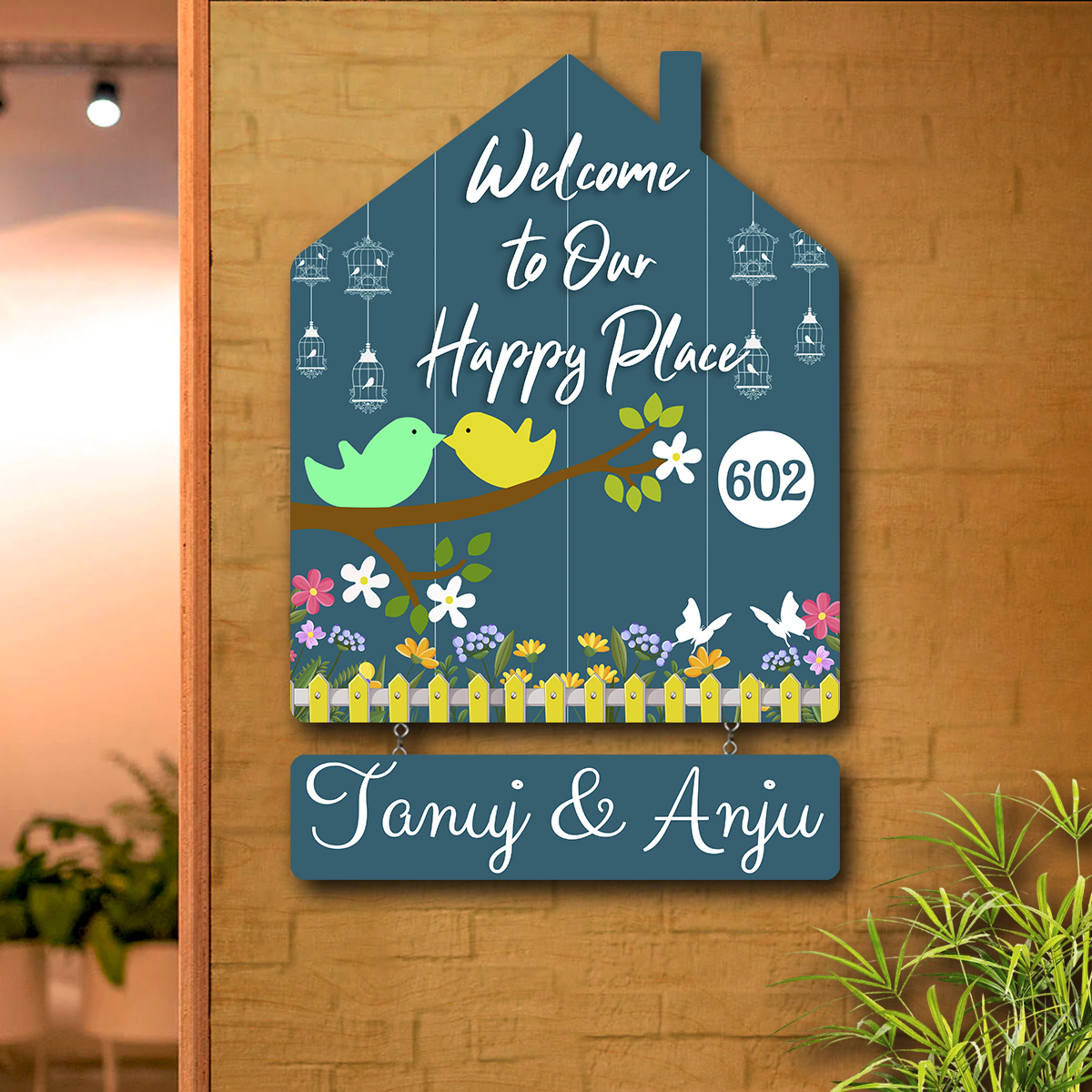 Cute Love Birds Name Plate | Personalized