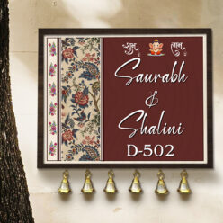 Wooden Couple Nameplate with Bress Bells